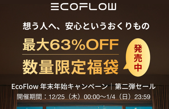 12月【公式クーポン掲載】EcoFlow（エコフロー）ポータブル 電源のキャンペーン・セールやクーポンコードで最安値で買う方法
